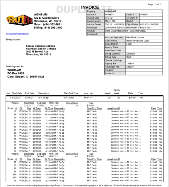 Political Ads Invoice Extraction