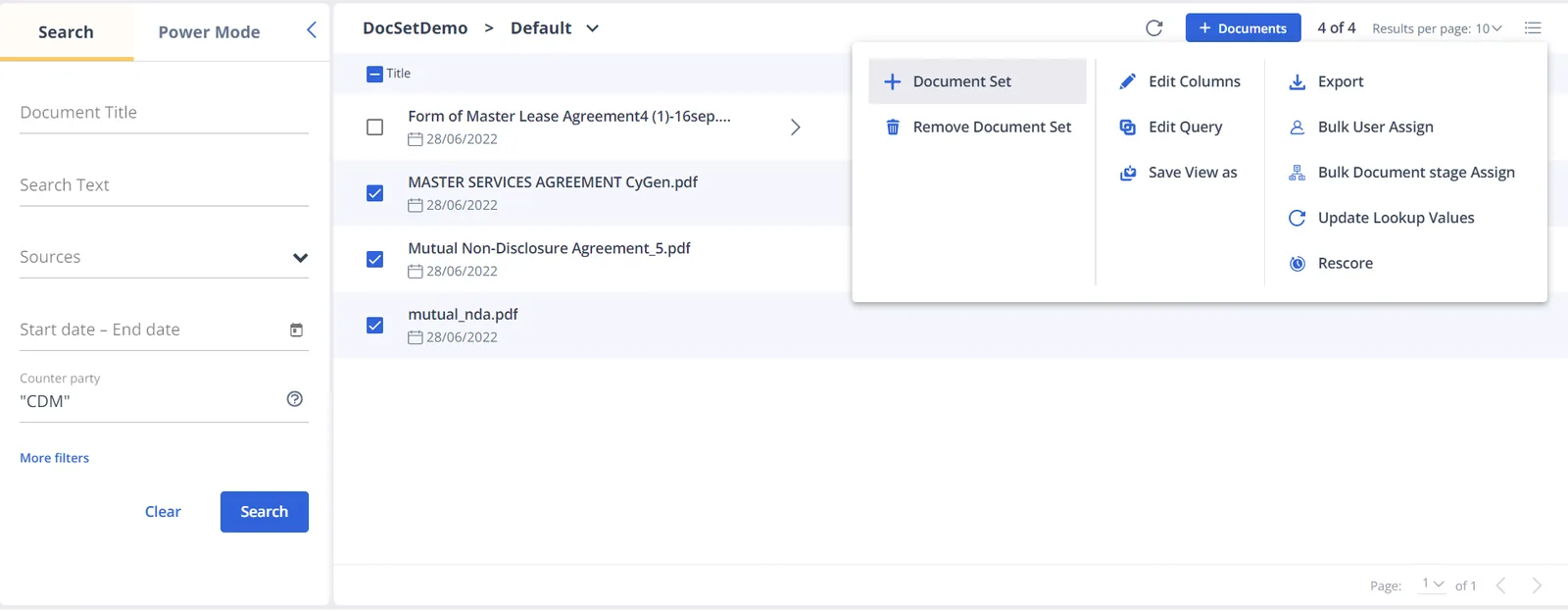 Search query support to group documents based on resulted documents