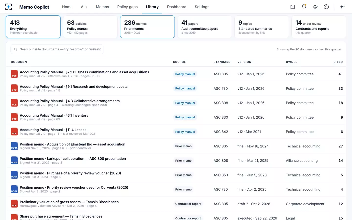 Accounting Policy and Technical Memo Copilot — The library