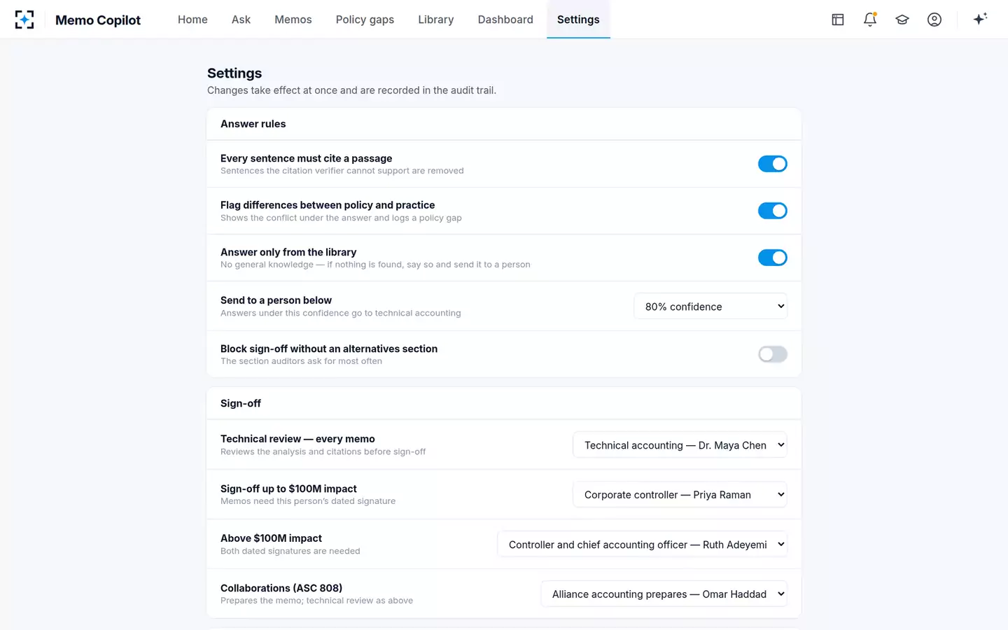 Accounting Policy and Technical Memo Copilot — Your rules