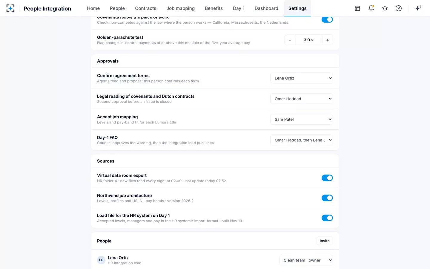 Acquisition People Integration Agent — Your deal’s rules