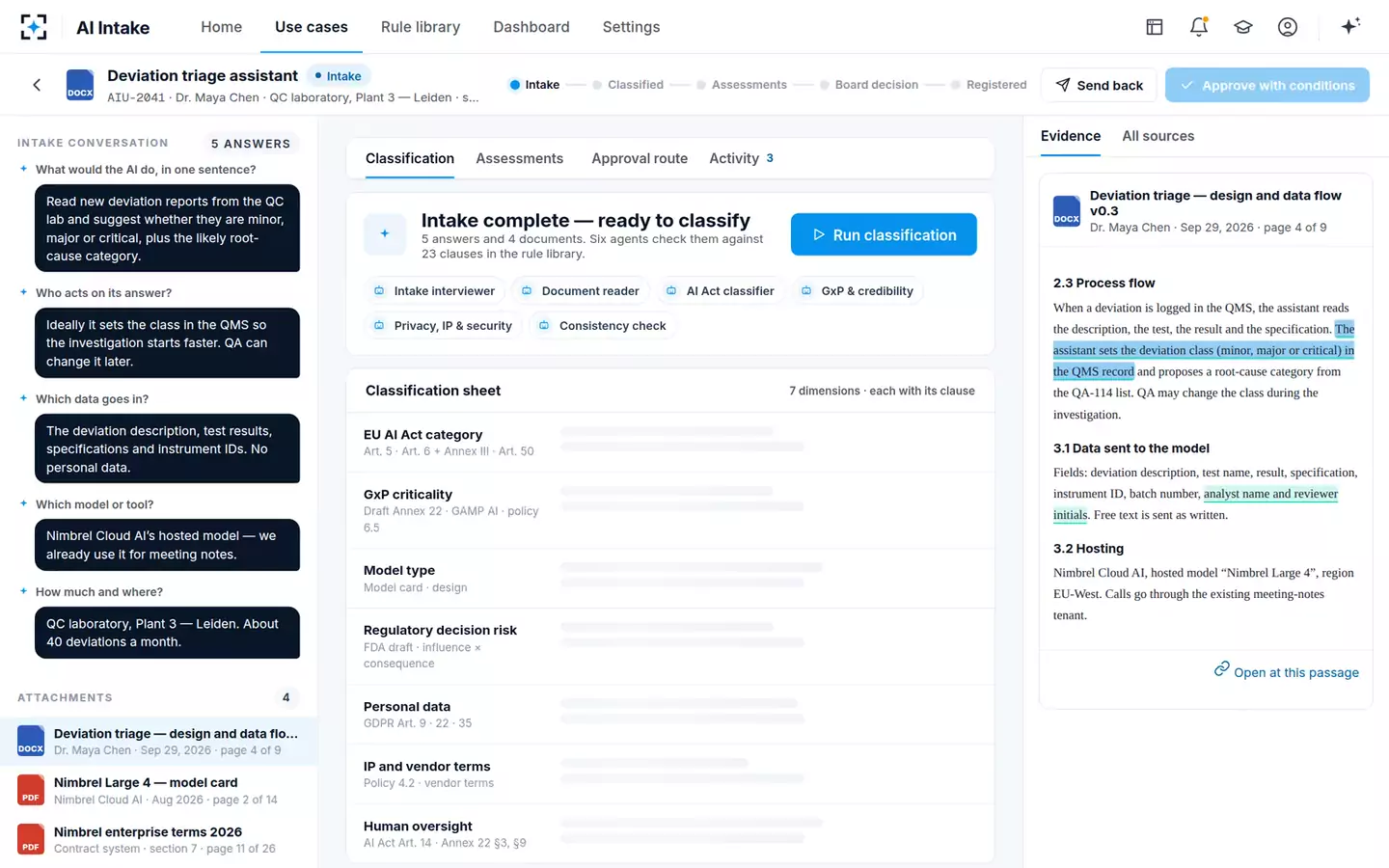 AI Use-Case Intake & Risk Classifier — The use case