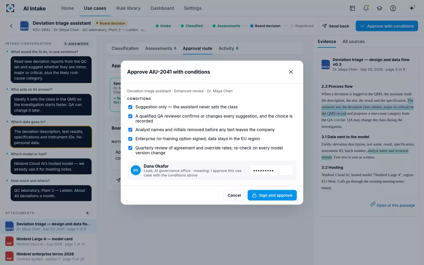 AI Use-Case Intake & Risk Classifier — Approve with conditions