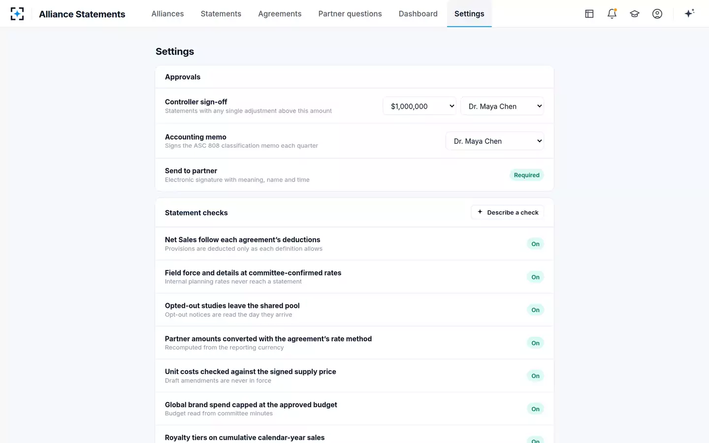 Alliance Profit-Share Statement Agent — Your rules