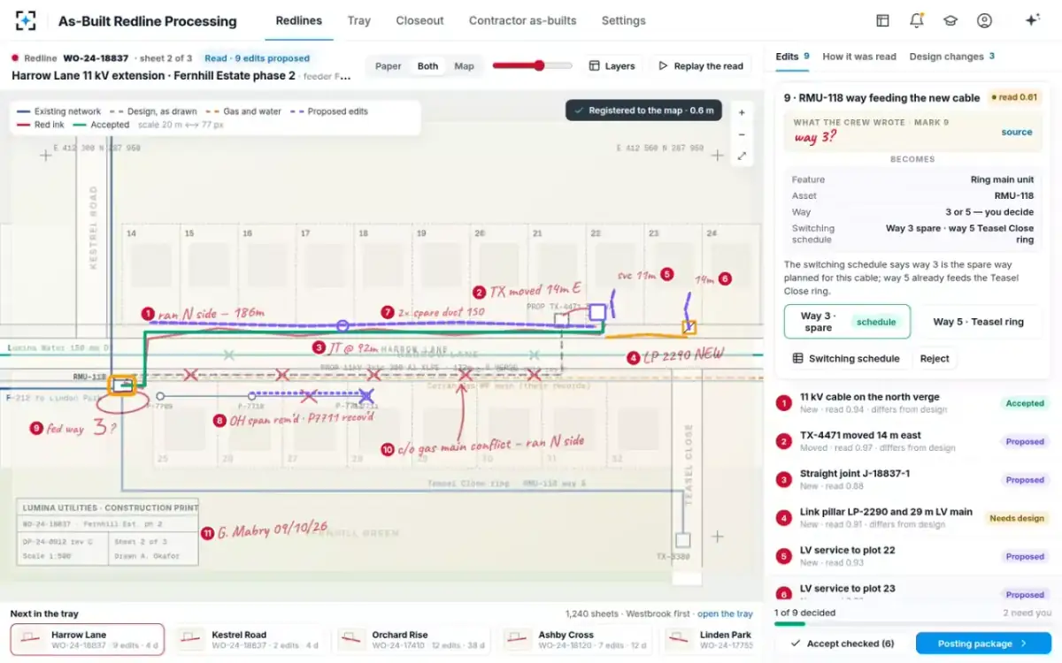 As-Built Redline Processing — When the pen is unclear