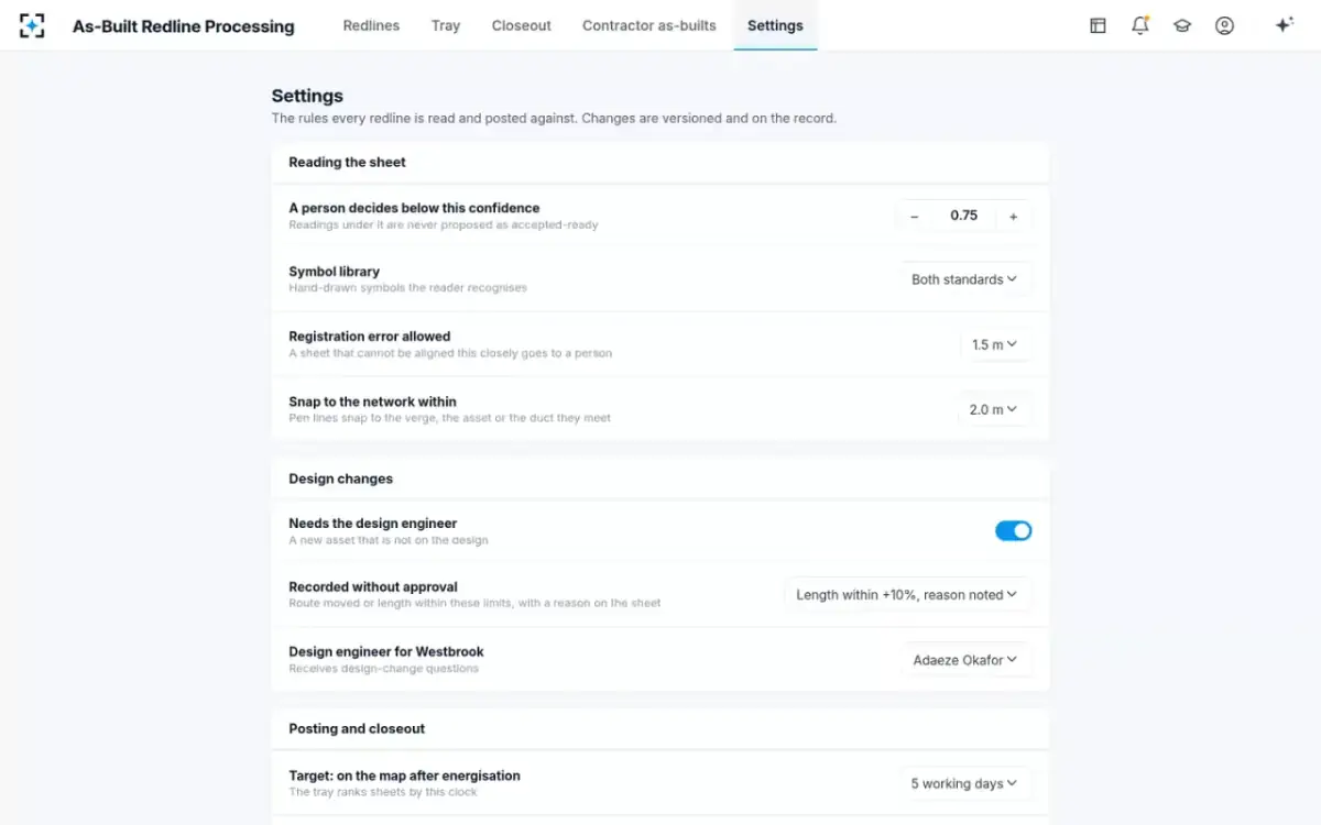As-Built Redline Processing — Your rules