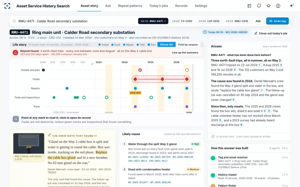 Asset Service History Search — The asset's life story