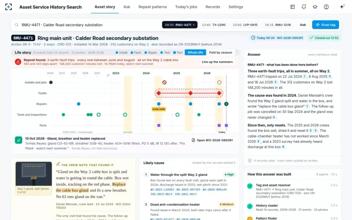 Asset Service History Search — The fix on the story