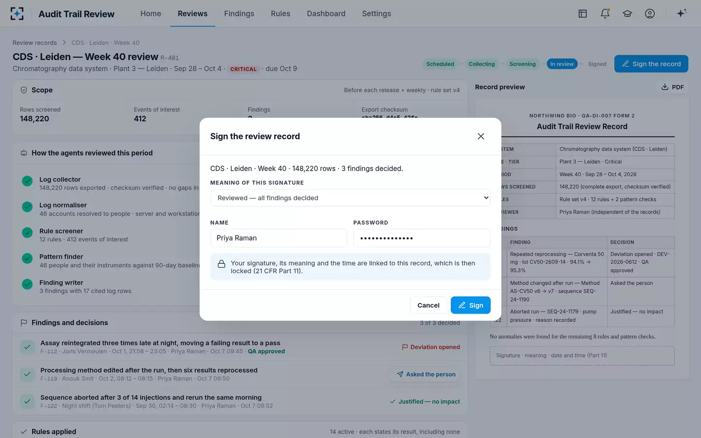 Audit Trail Review Agent — Signing the record