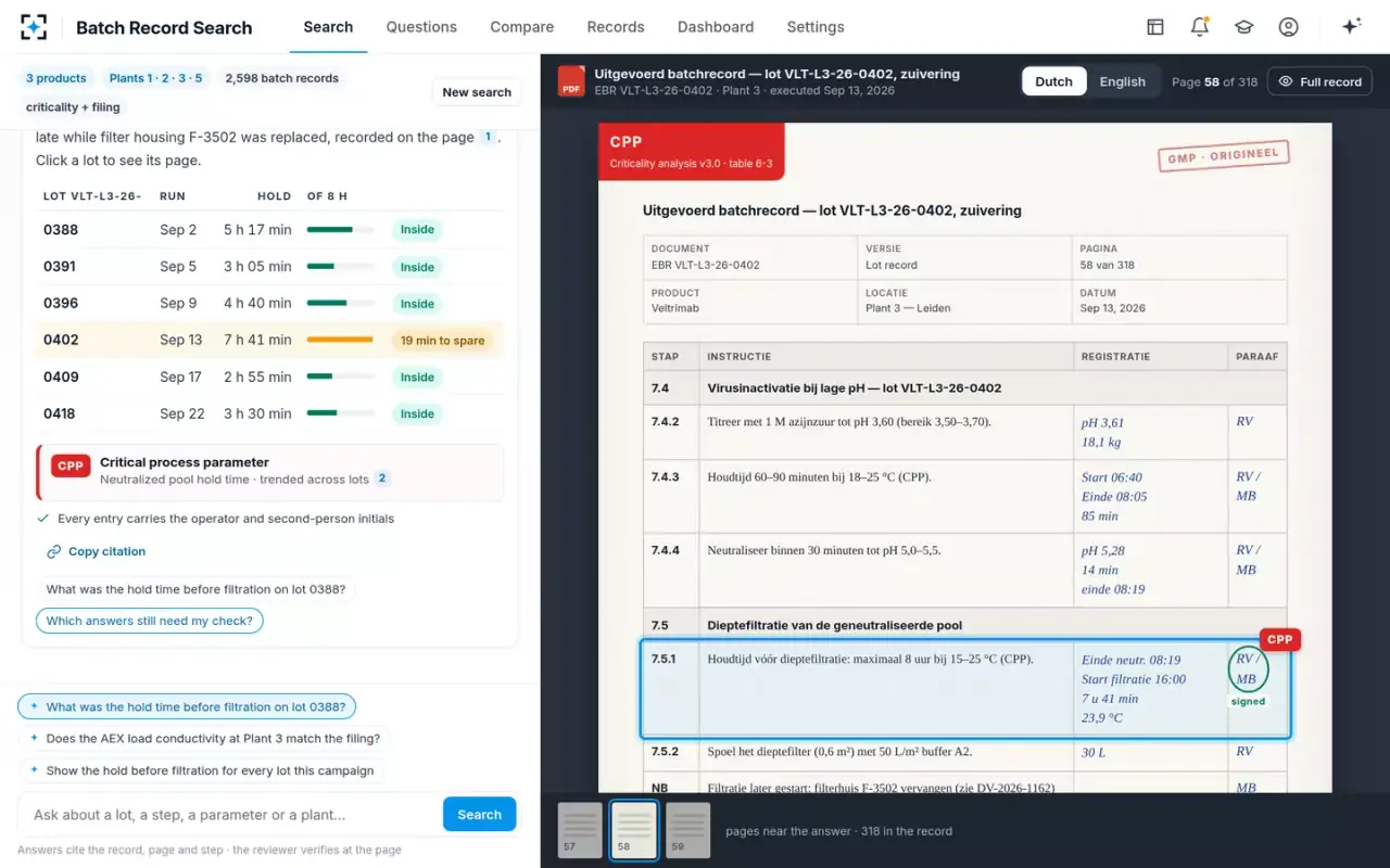 Batch Record Search — The campaign, lot by lot