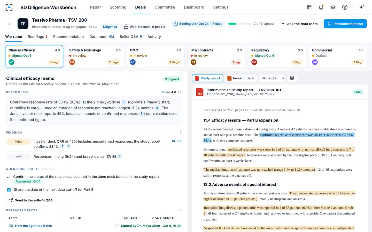 BD Search and Evaluation Diligence Workbench — The war room