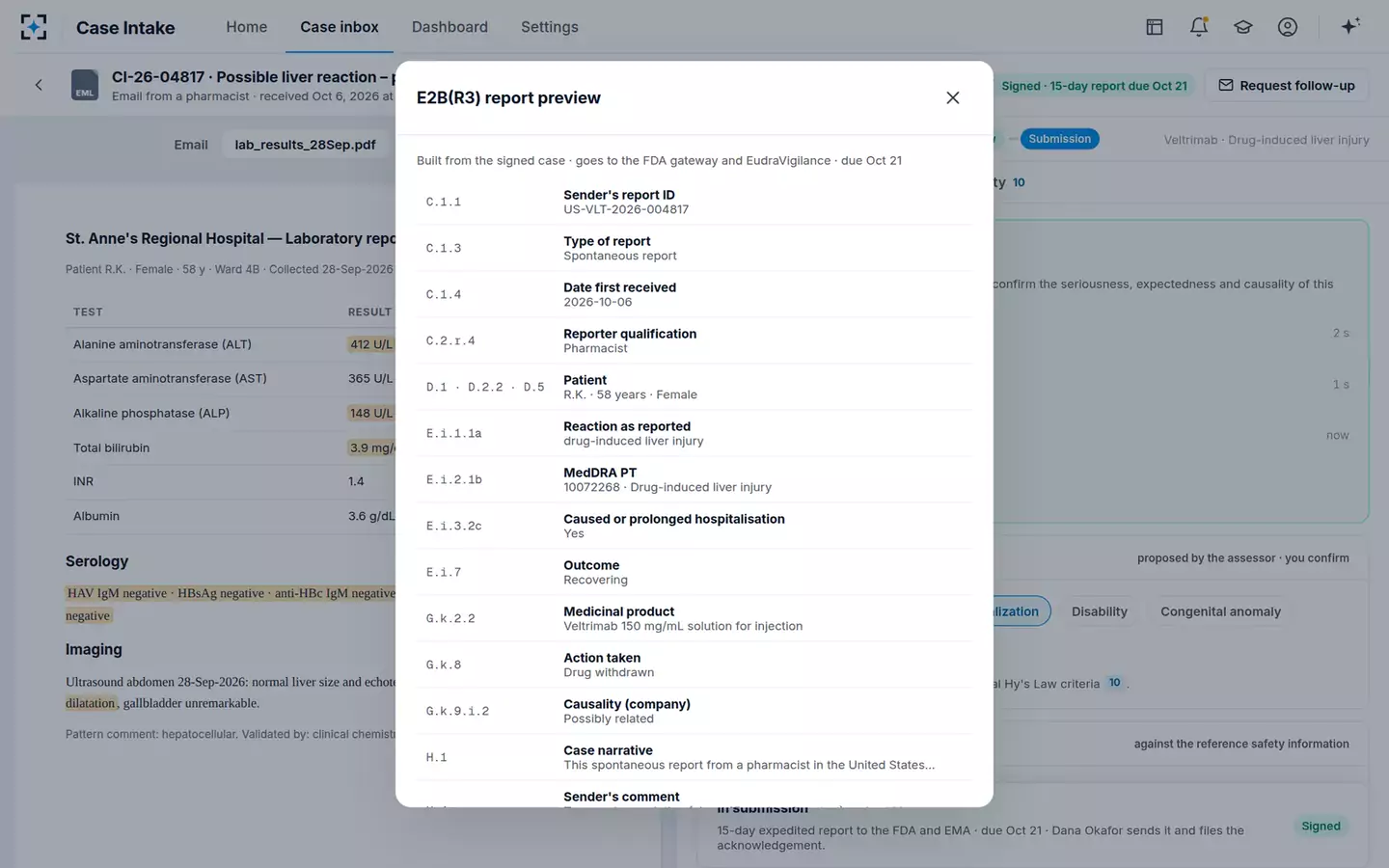 Case Intake & Processing — E2B(R3) preview