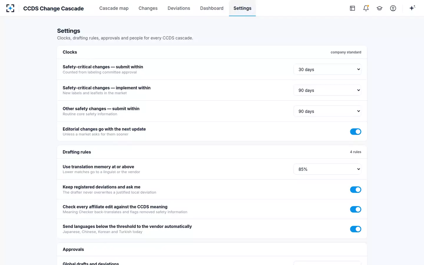 CCDS Change Cascade Manager — Your rules
