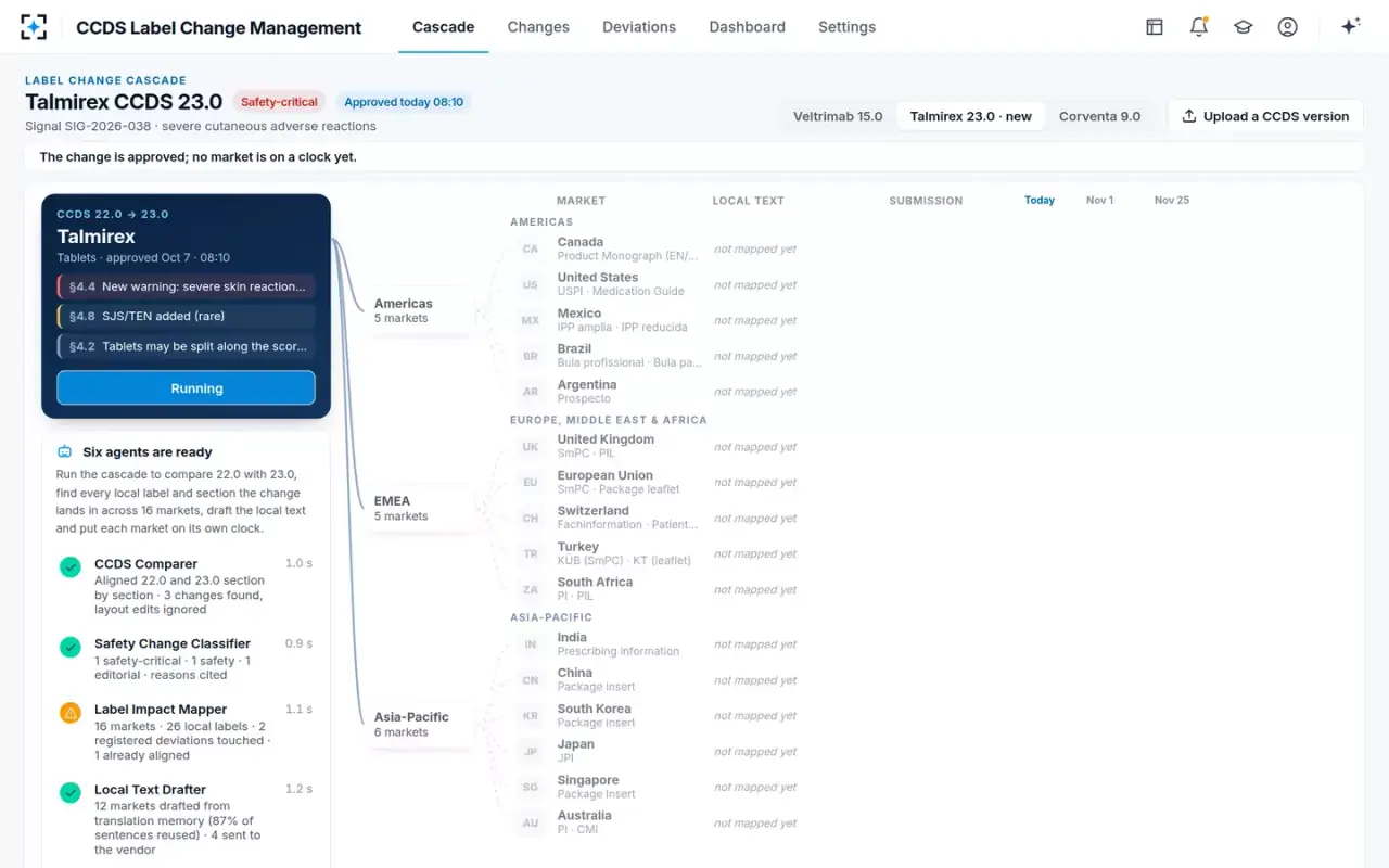CCDS Label Change Management — The agents run the cascade
