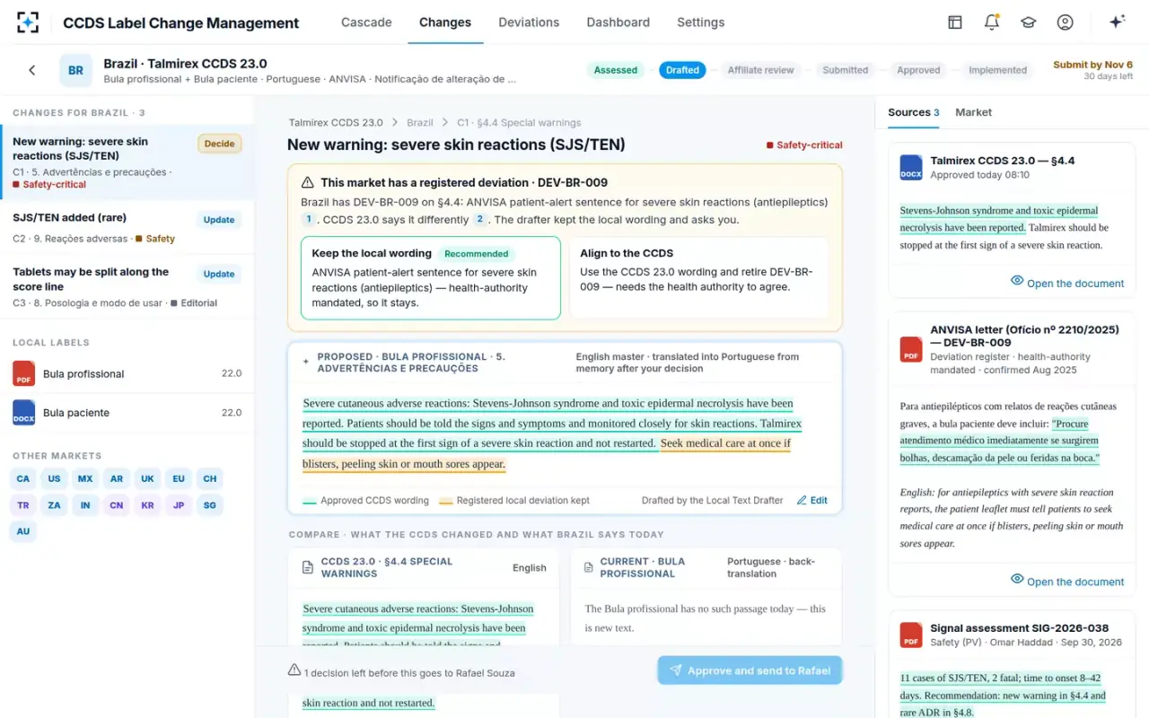 CCDS Label Change Management — The country task