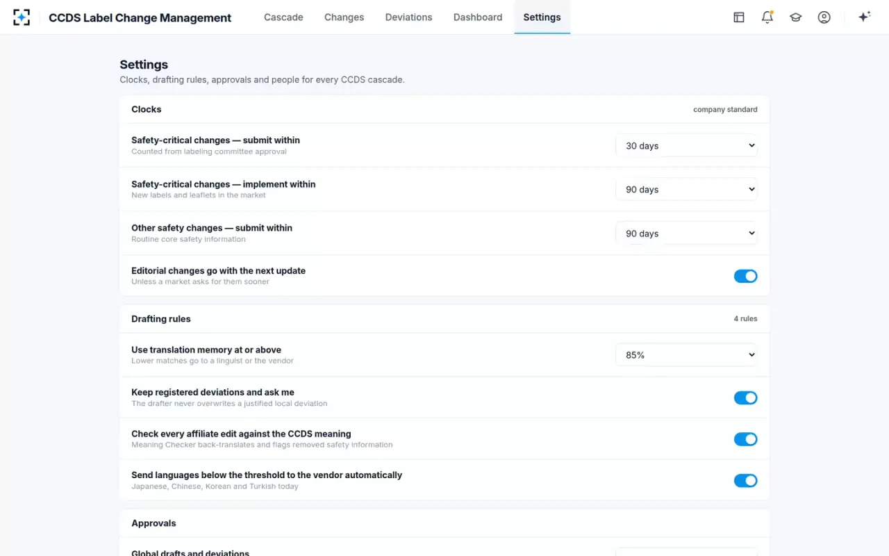 CCDS Label Change Management — Your rules