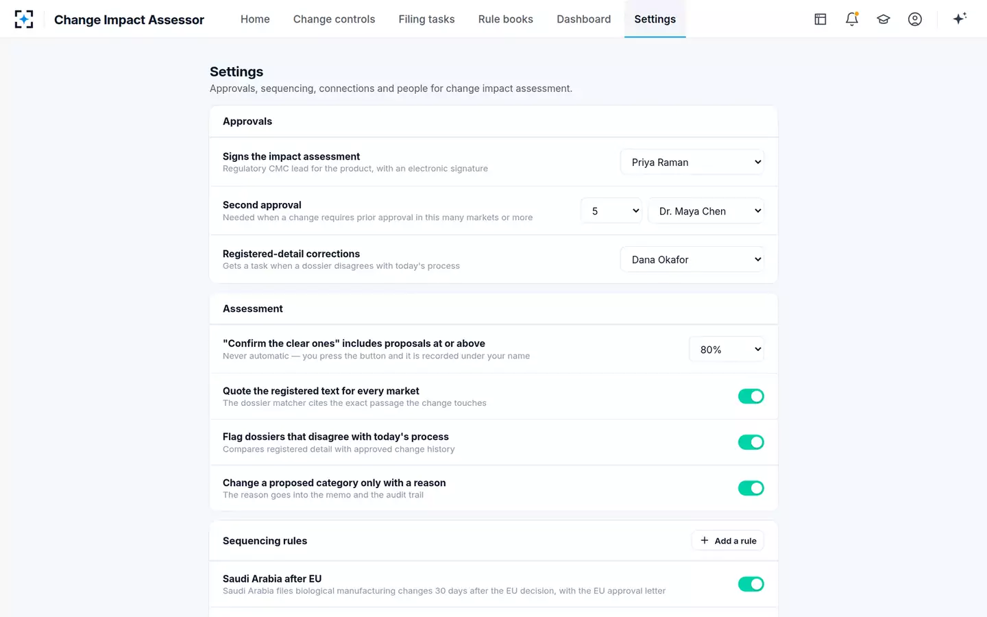 Change Control Regulatory Impact Assessor — Your rules