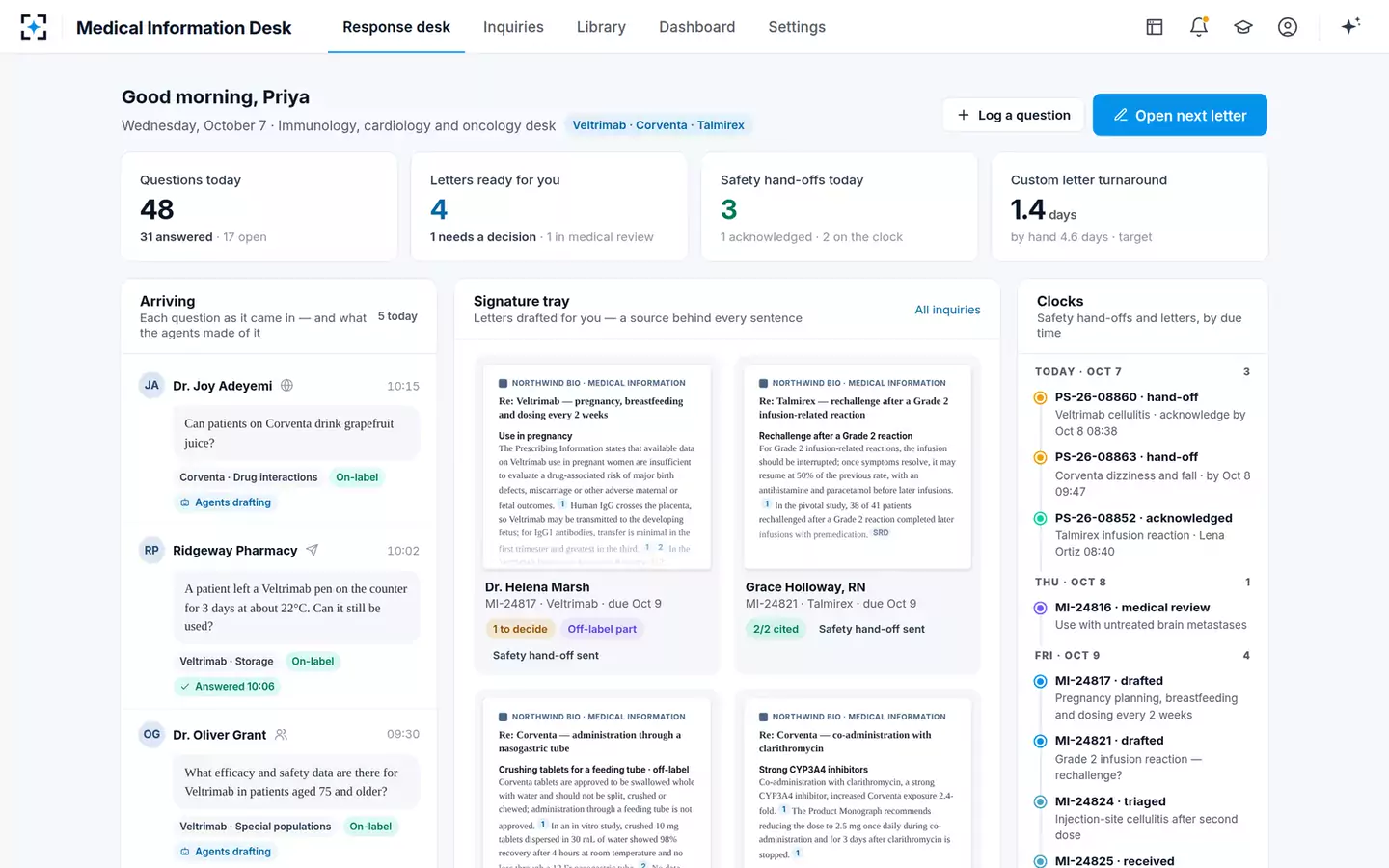 Cited Medical Information Response Agent — The response desk