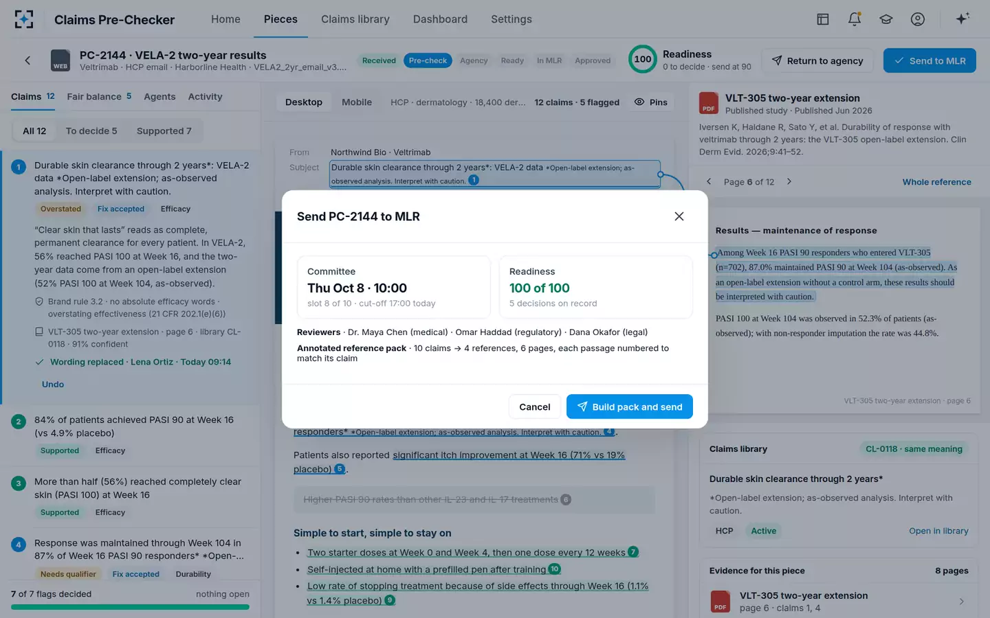 Claims Substantiation Pre-Checker — Send to MLR