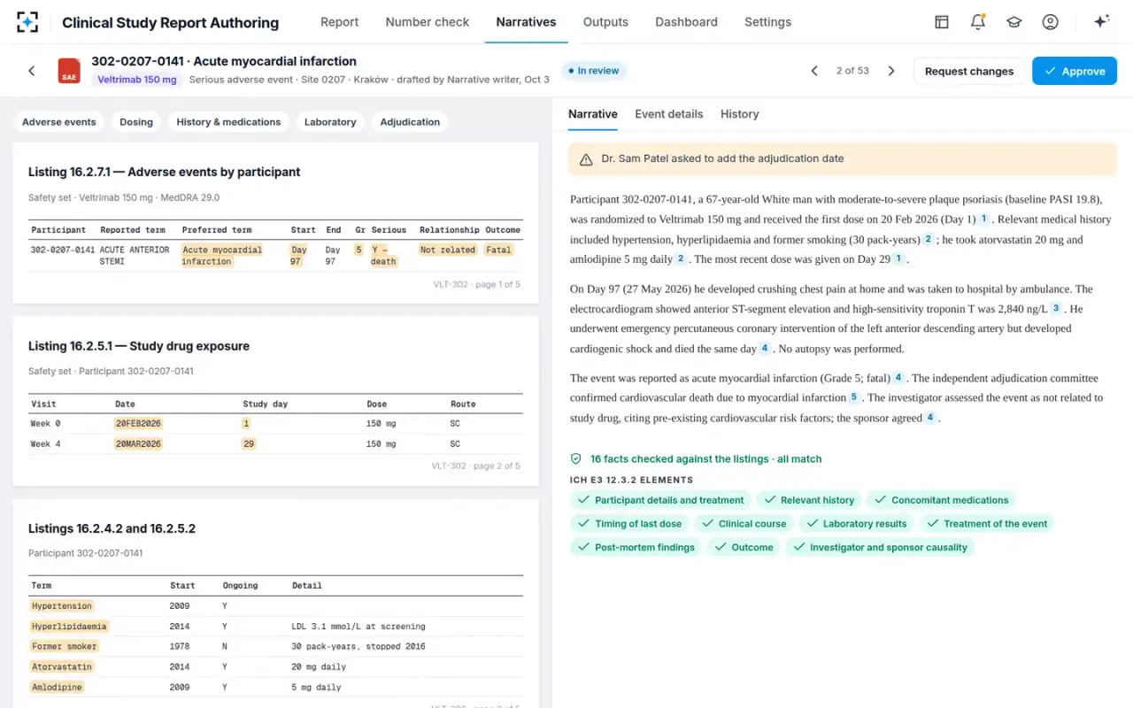 Clinical Study Report Authoring — One narrative and its sources