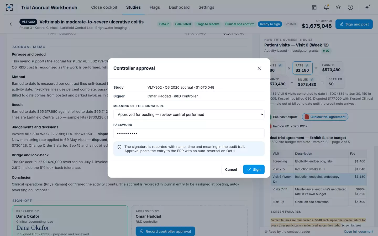 Clinical Trial Accrual Workbench — Controller approval