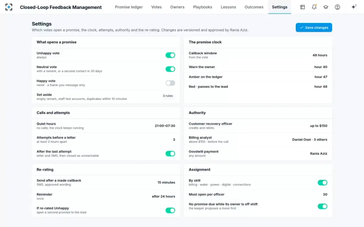 Closed-Loop Feedback Management — Your rules