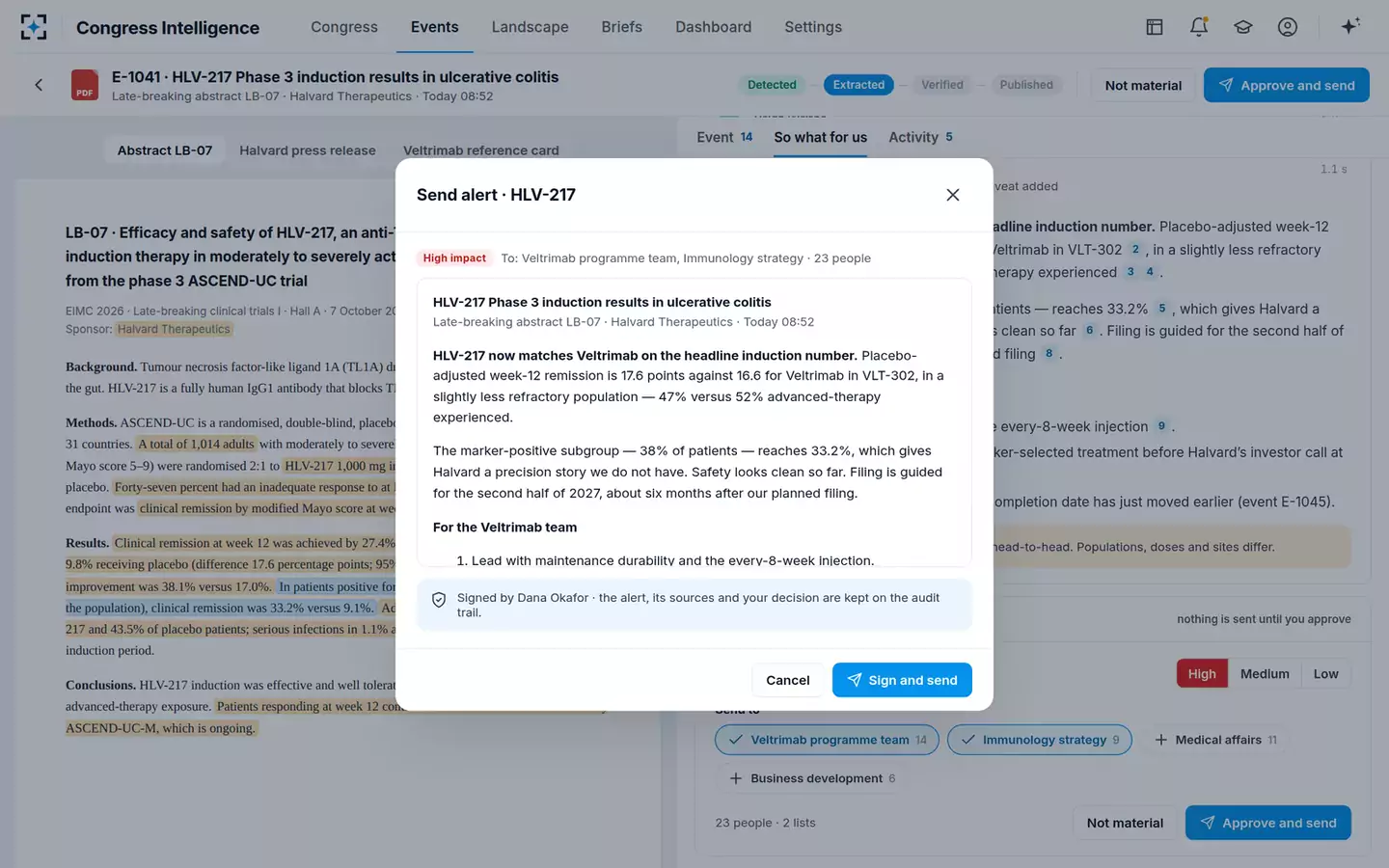 Competitive Landscape and Congress Intelligence Agent — Sign and send