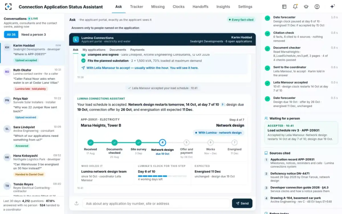 Connection Application Status Assistant — Accepted, clock restarted