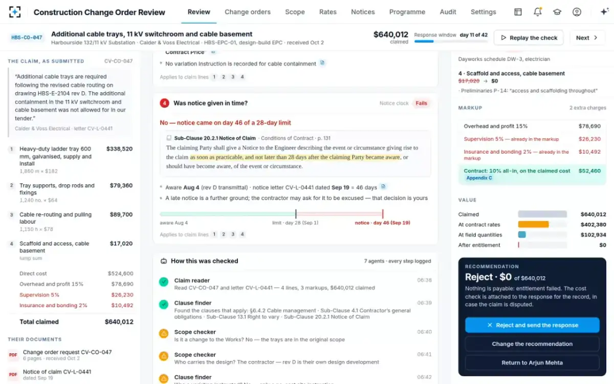 Construction Change Order Review — The notice ruler