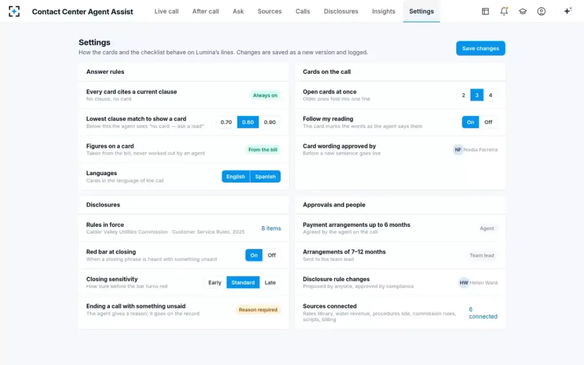 Contact Center Agent Assist — Your rules