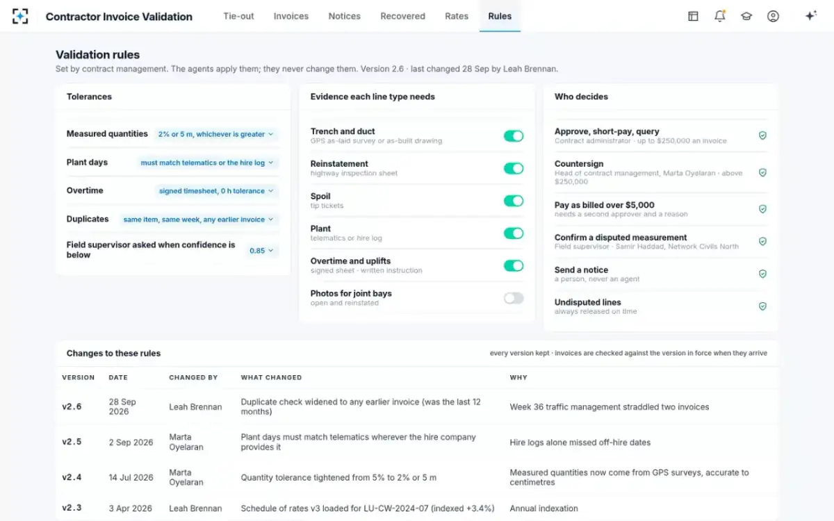 Contractor Invoice Validation — Your rules