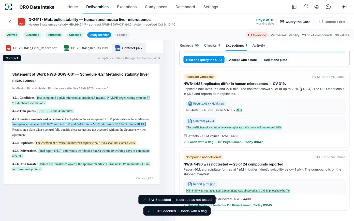 CRO Data Intake and Normalizer — Decisions, recorded