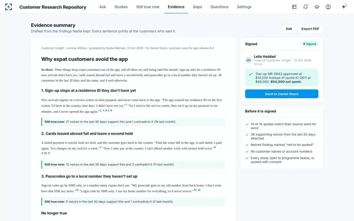 Customer Research Repository — Signed