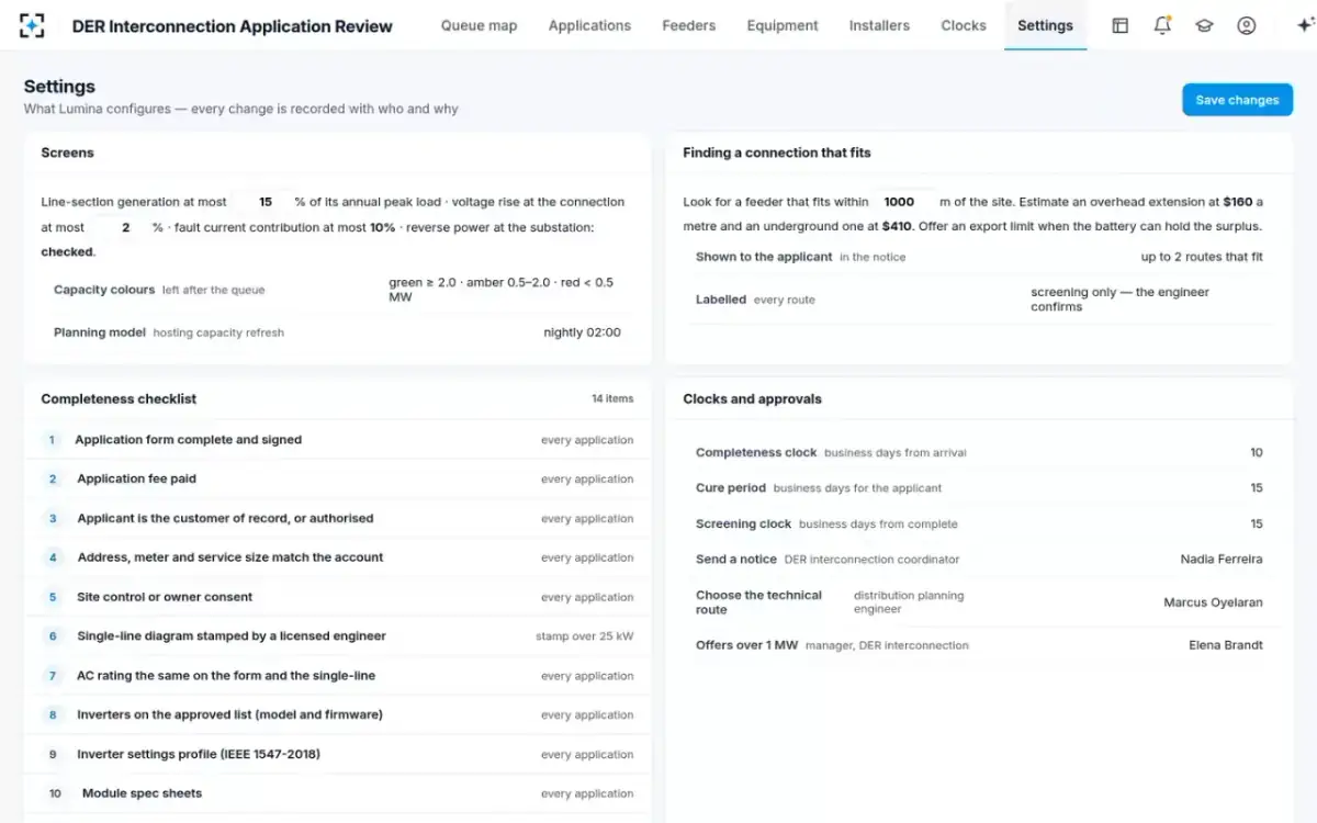 DER Interconnection Application Review — Your rules