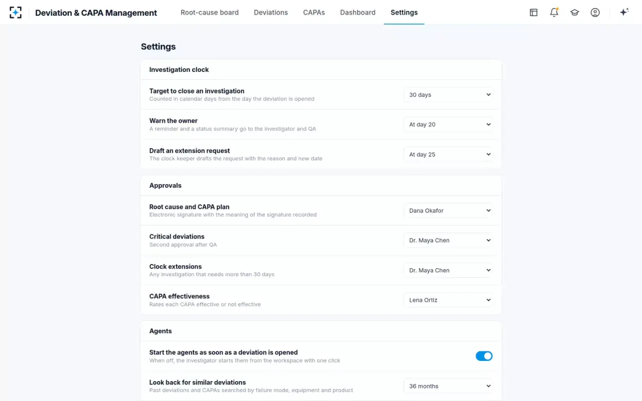Deviation & CAPA Management — Your rules