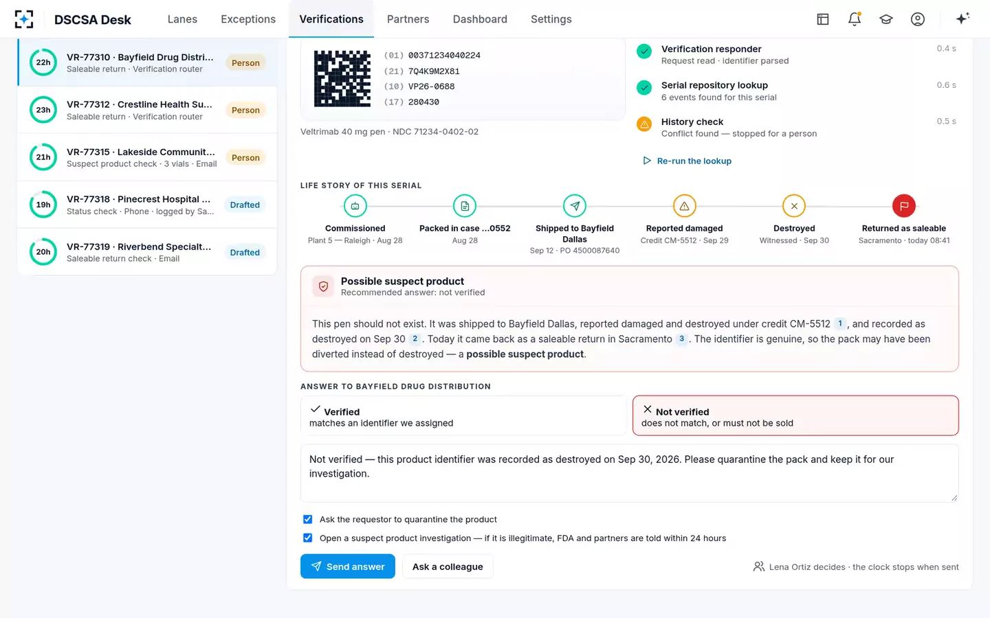 DSCSA Exception and Verification Desk — The answer