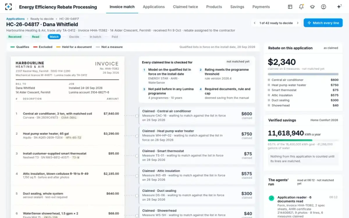 Energy Efficiency Rebate Processing — An application ready to decide