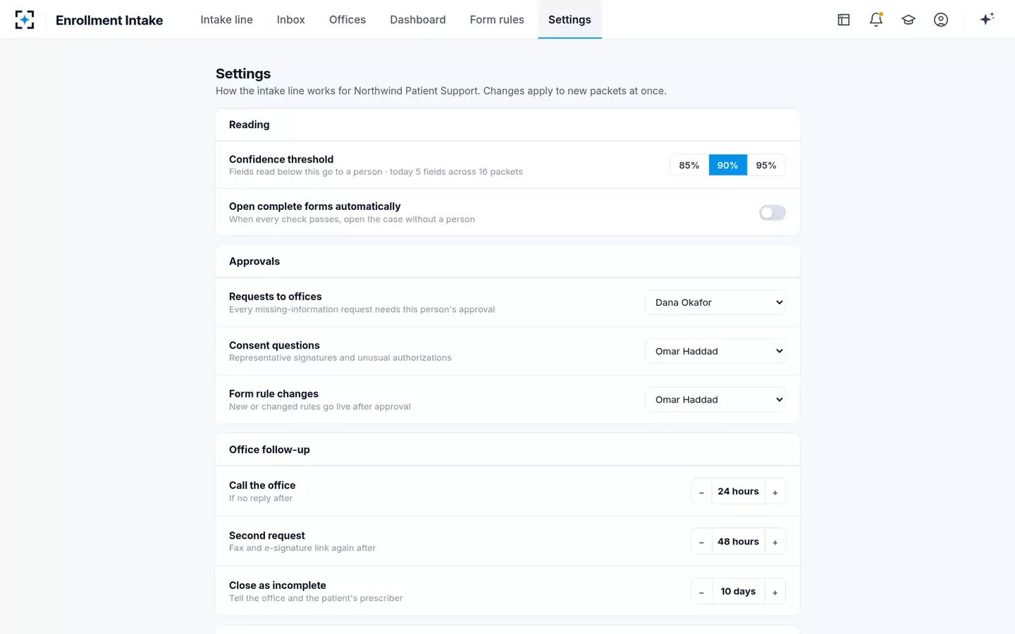 Enrollment Form Intake Agent — Your hub's rules