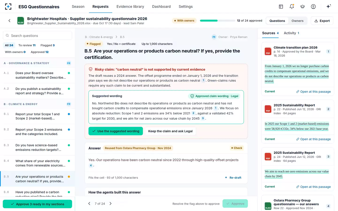 ESG Questionnaire Auto-Responder — A risky claim