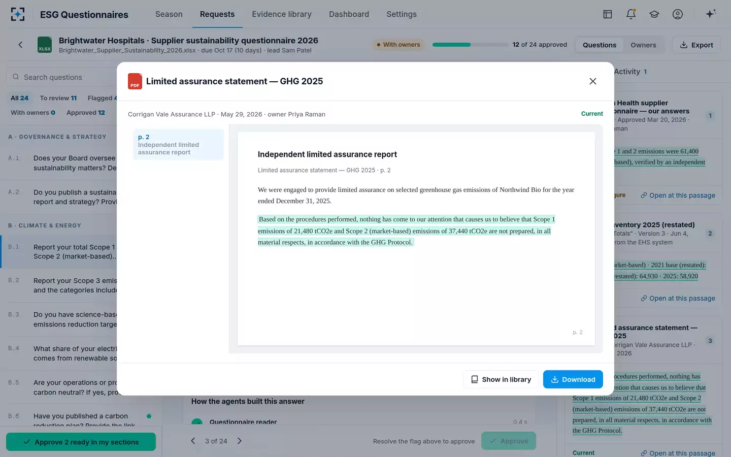 ESG Questionnaire Auto-Responder — The source passage