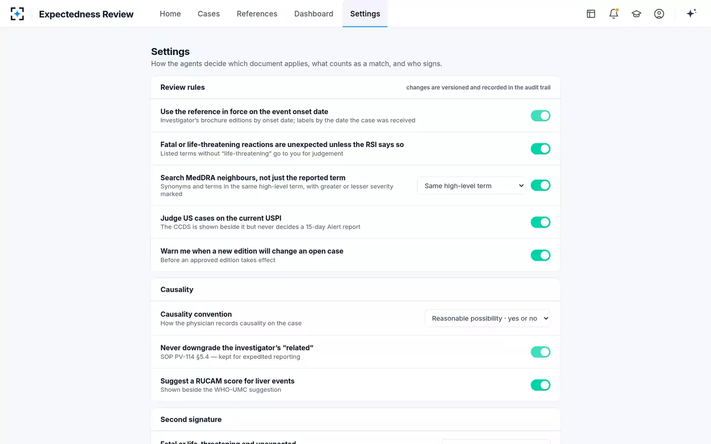 Expectedness & Causality Medical Review Copilot — Review rules