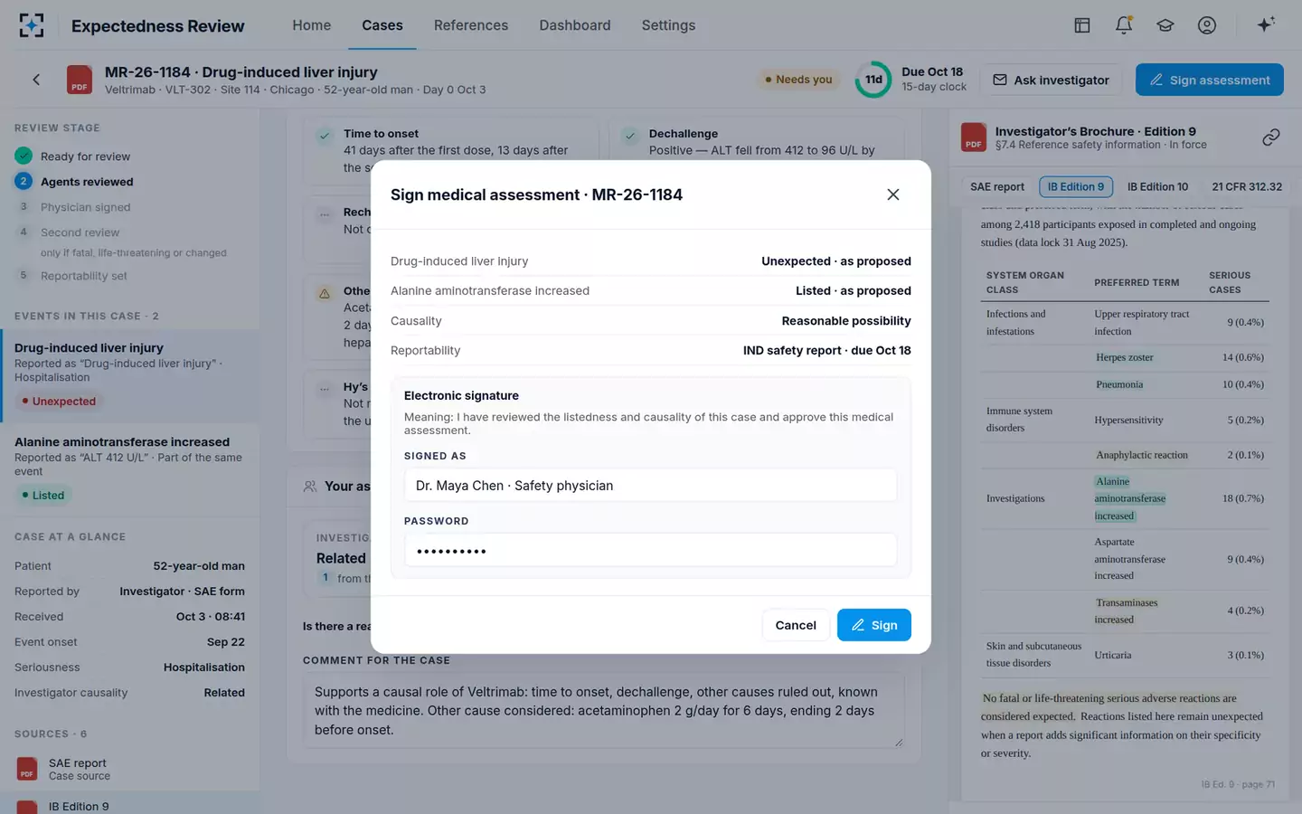 Expectedness & Causality Medical Review Copilot — Electronic signature