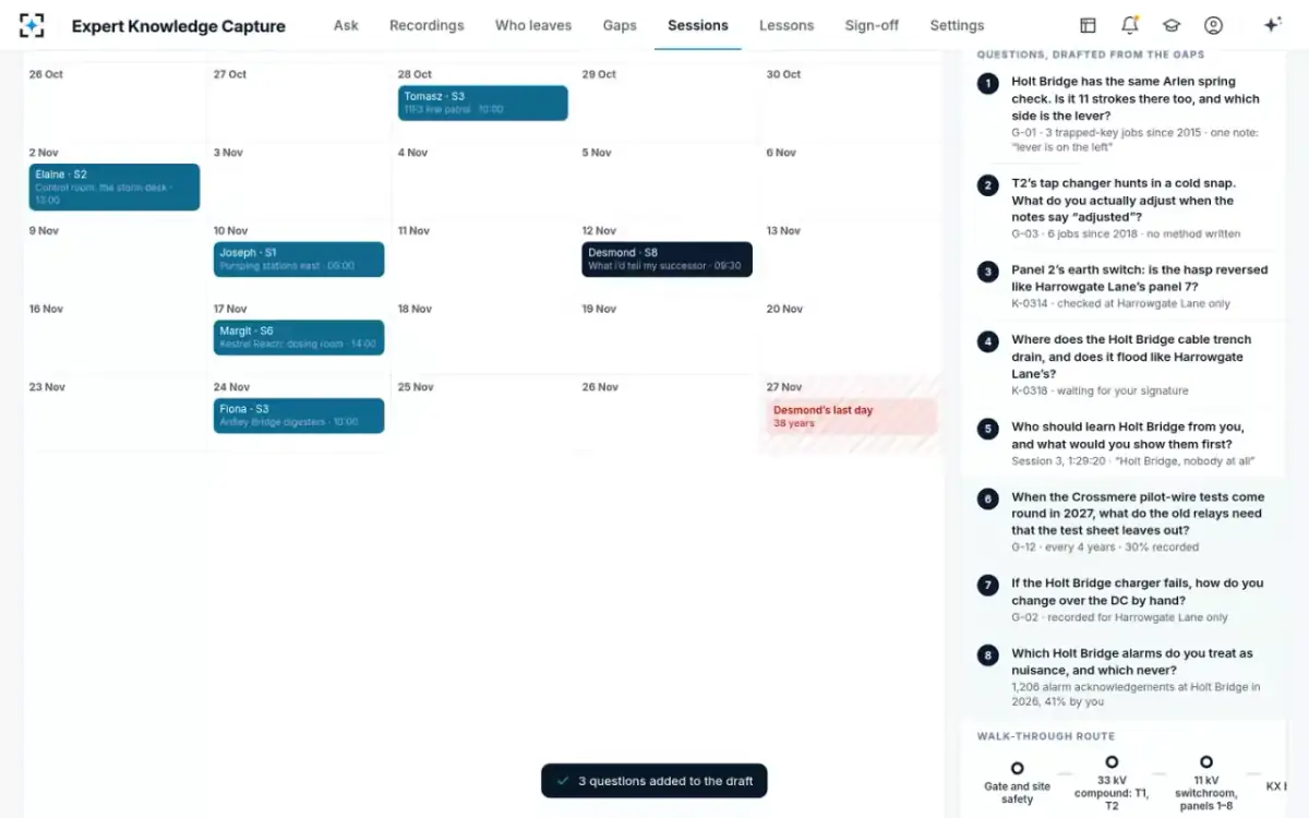 Expert Knowledge Capture — Sessions and interview guides