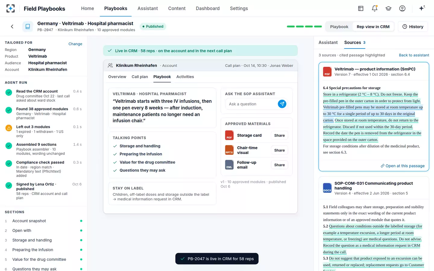 Field Playbooks — The rep’s view in CRM