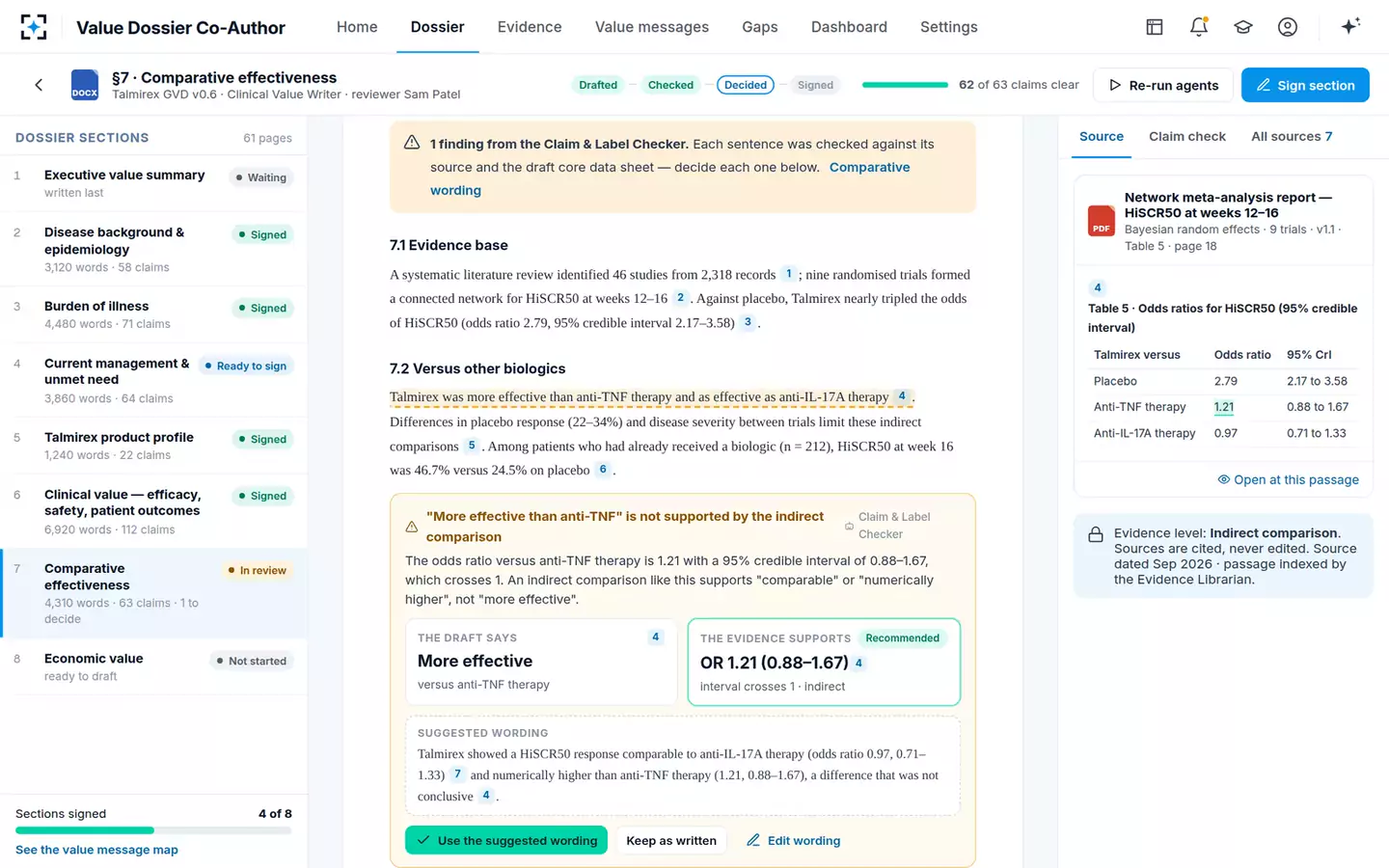 Global Value Dossier Co-Author — Comparative wording