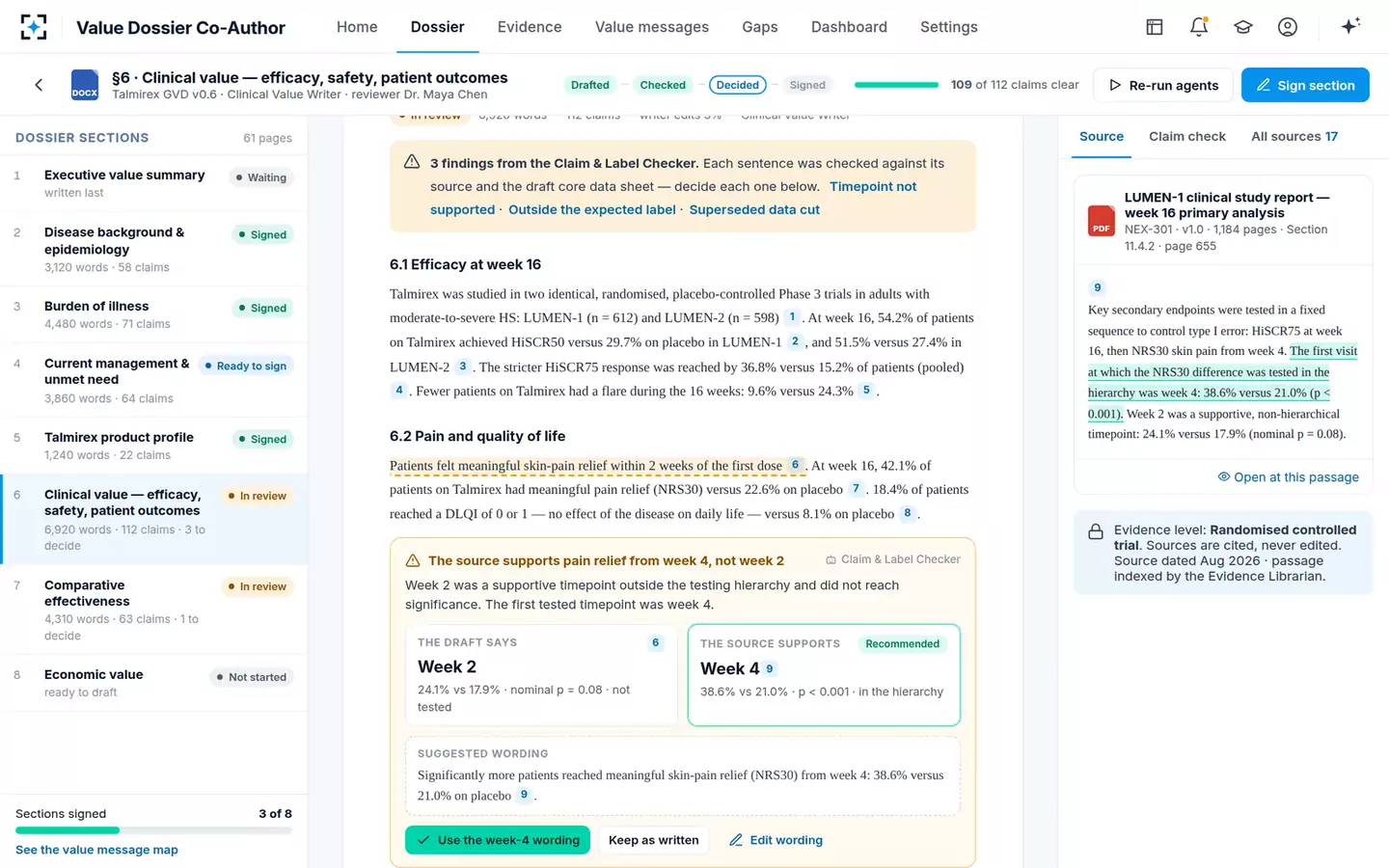 Global Value Dossier Co-Author — A timepoint finding