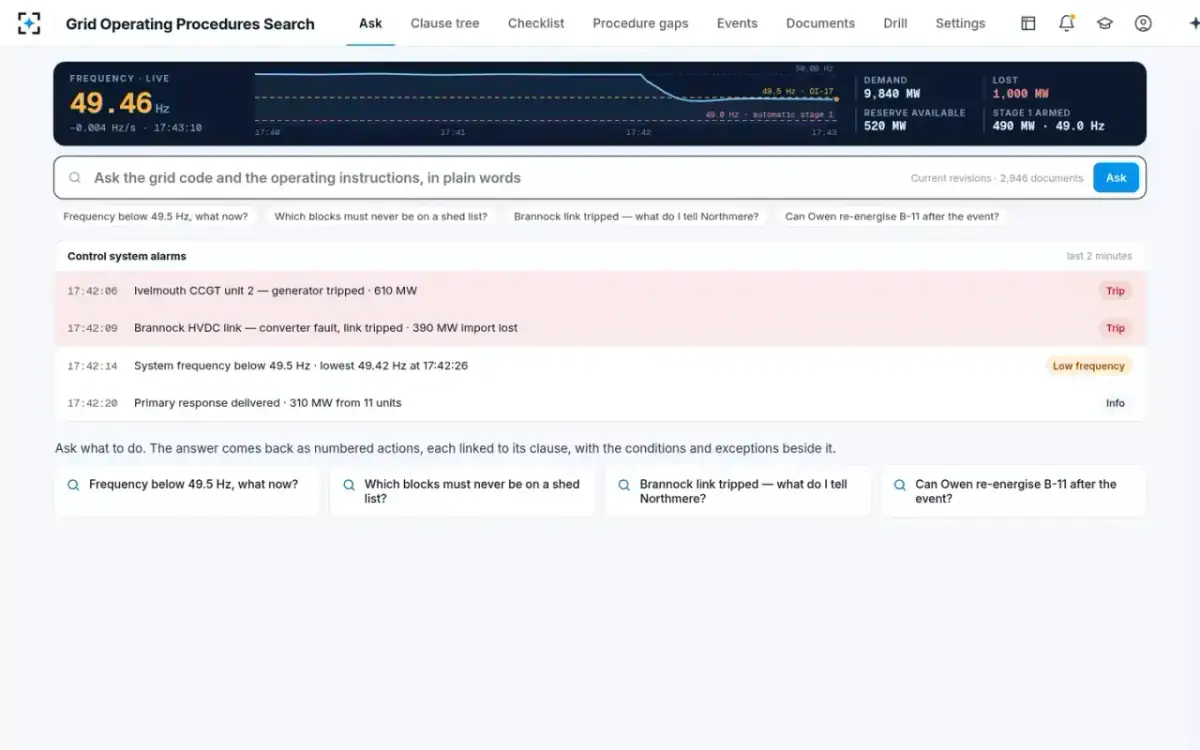 Grid Operating Procedures Search — Ask from the alarms
