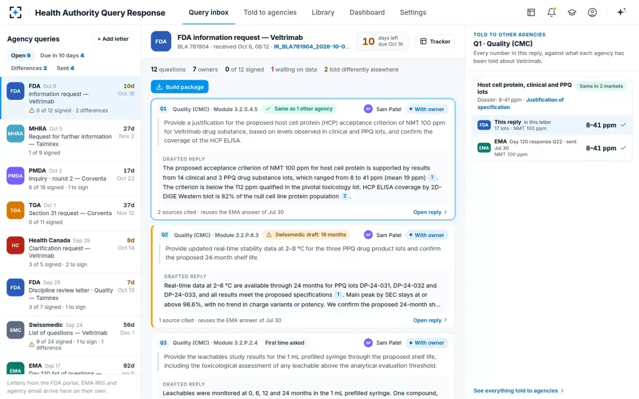 Health Authority Query Response — Drafted replies