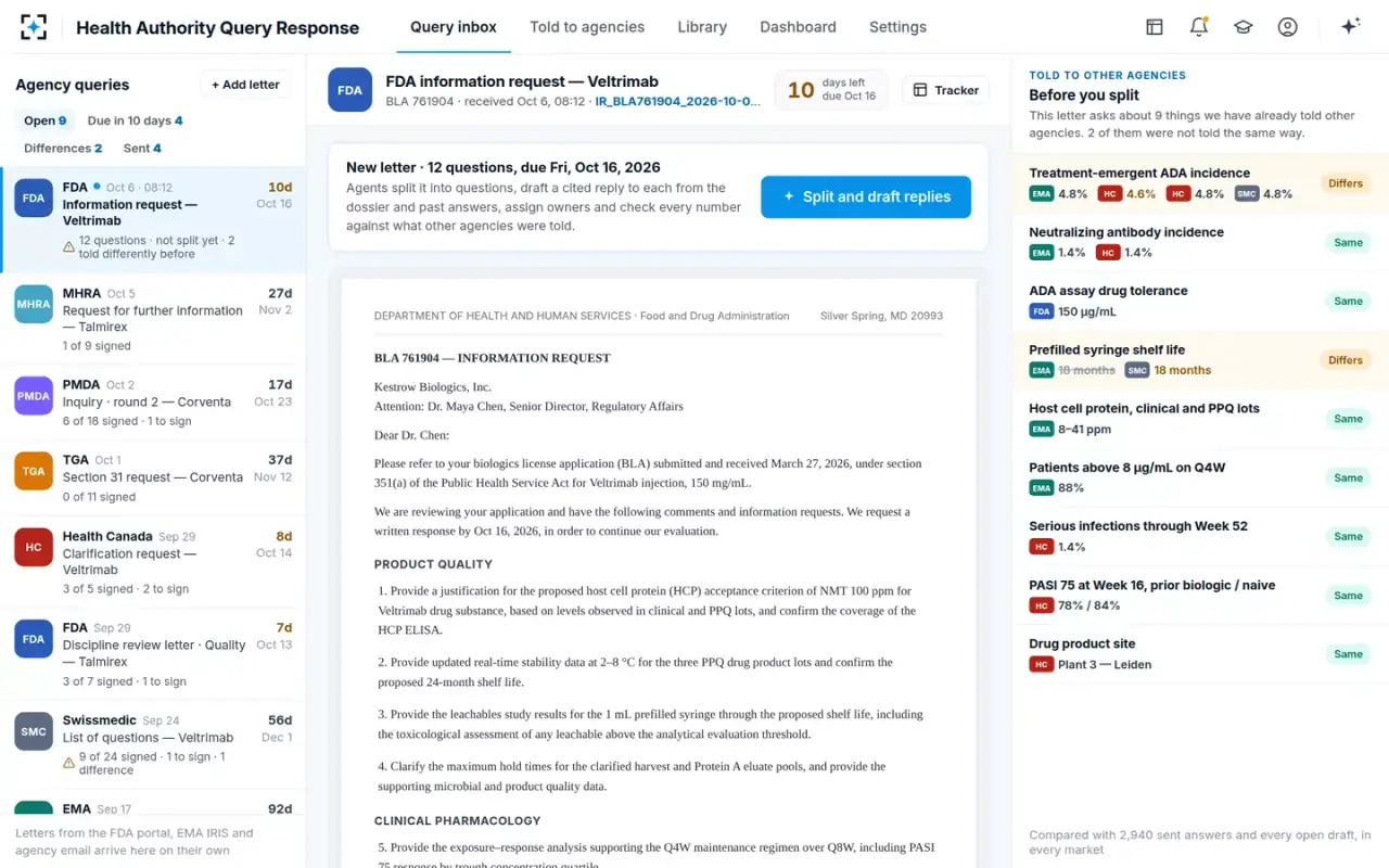 Health Authority Query Response — Query inbox