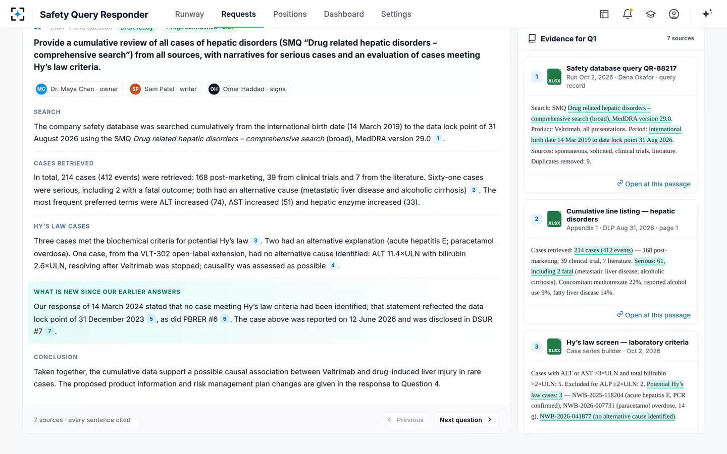 Health Authority Safety Query Responder — What is new since our earlier answers